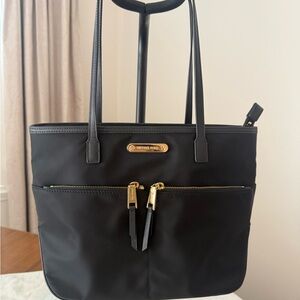 Michael Kors Black Tote with Gold Accents